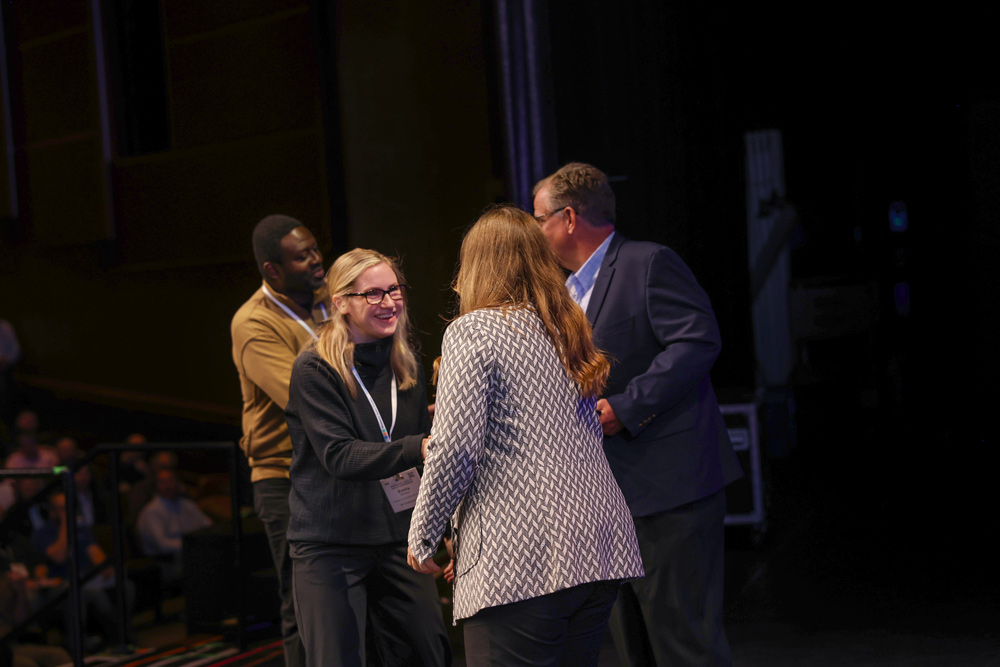 photo of employees from Parsons Electric receiving congratulations from Presenters of the Governors Safety award