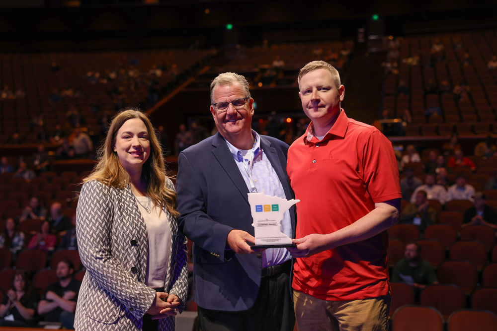 close up photo of Parson Electric with their Governors Safety award