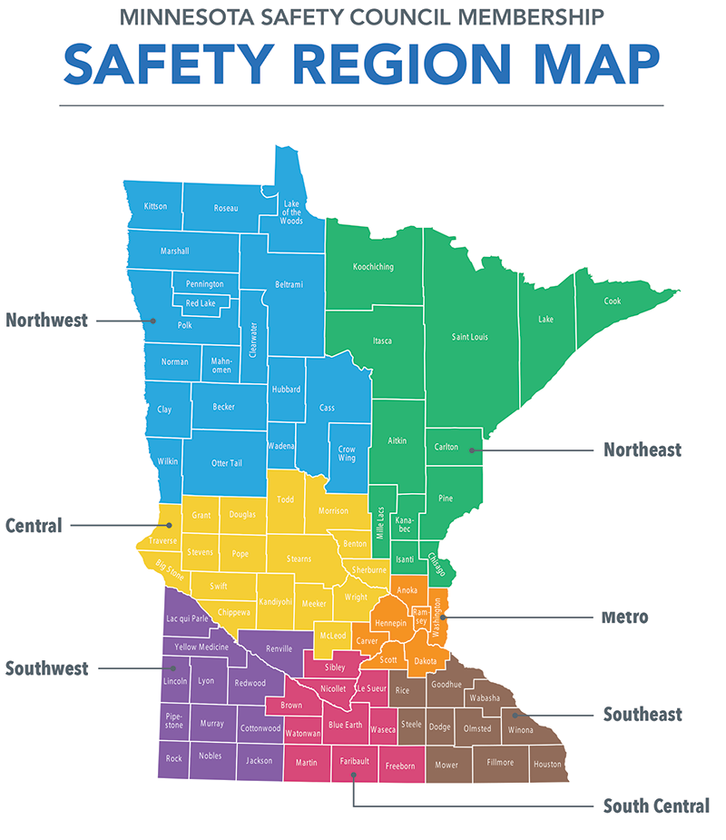 Minnesota Safety Council Regional Groups Map